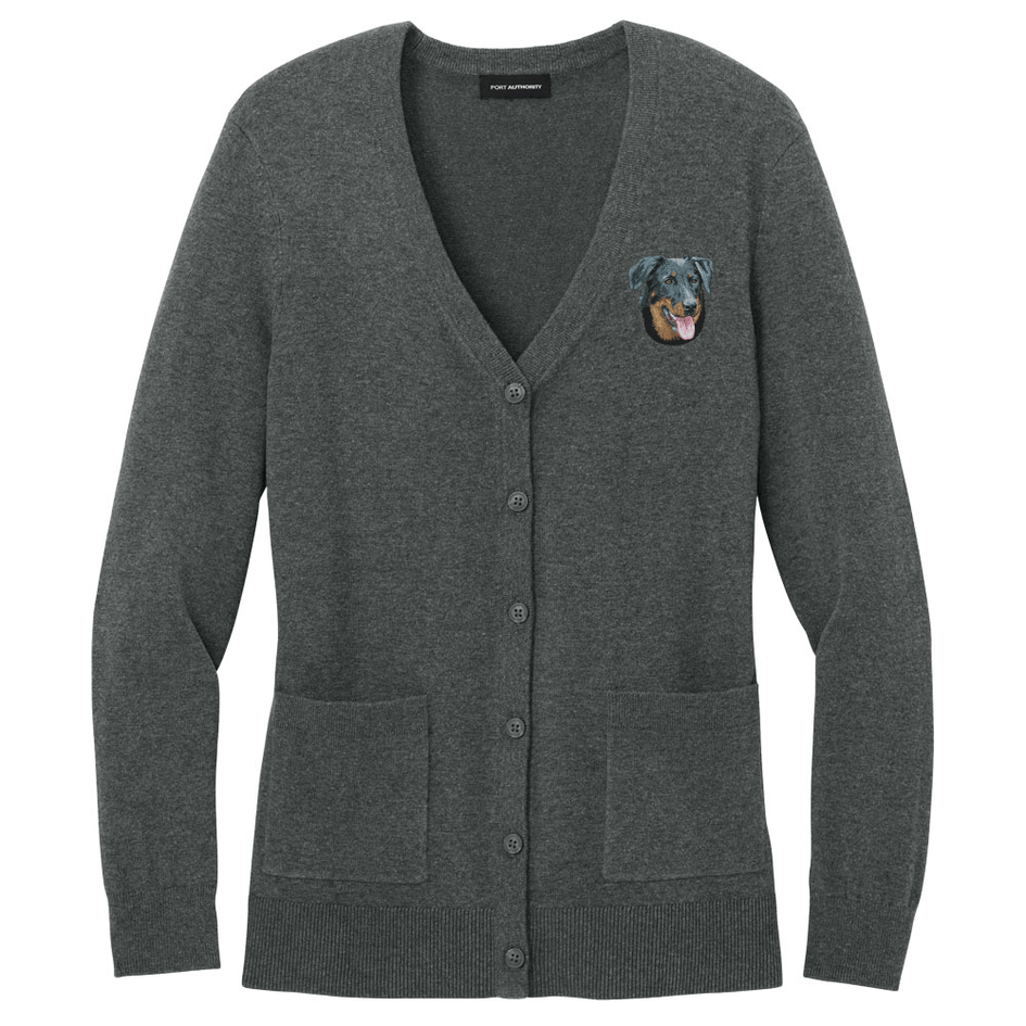 Beauceron Embroidered Button-Up Cardigan Sweater
