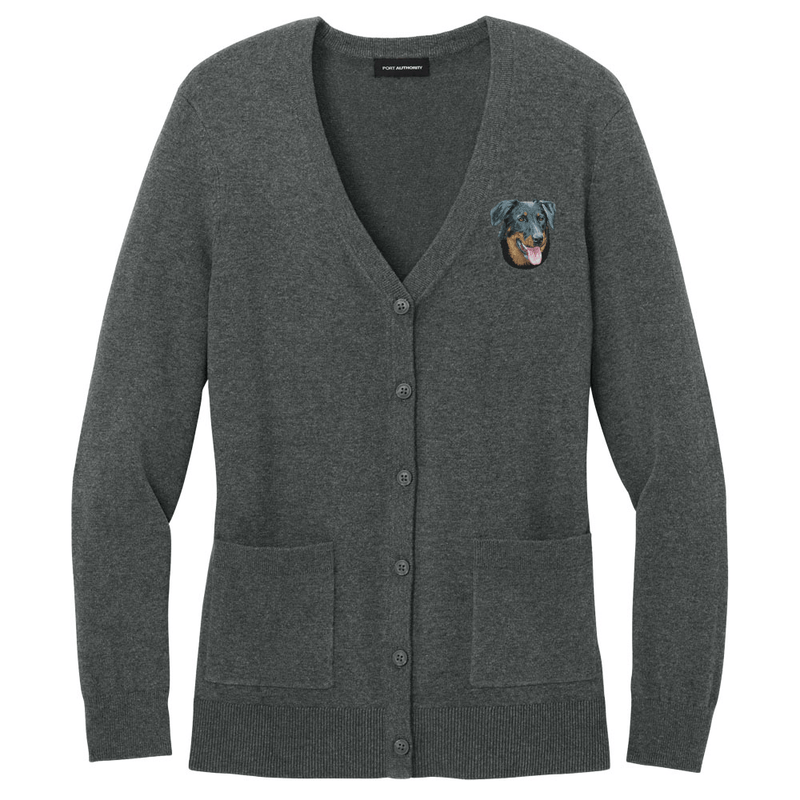 Beauceron Embroidered Button-Up Cardigan Sweater