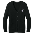 Border Collie Embroidered Button-Up Cardigan Sweater
