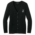 Boston Terrier Embroidered Button-Up Cardigan Sweater