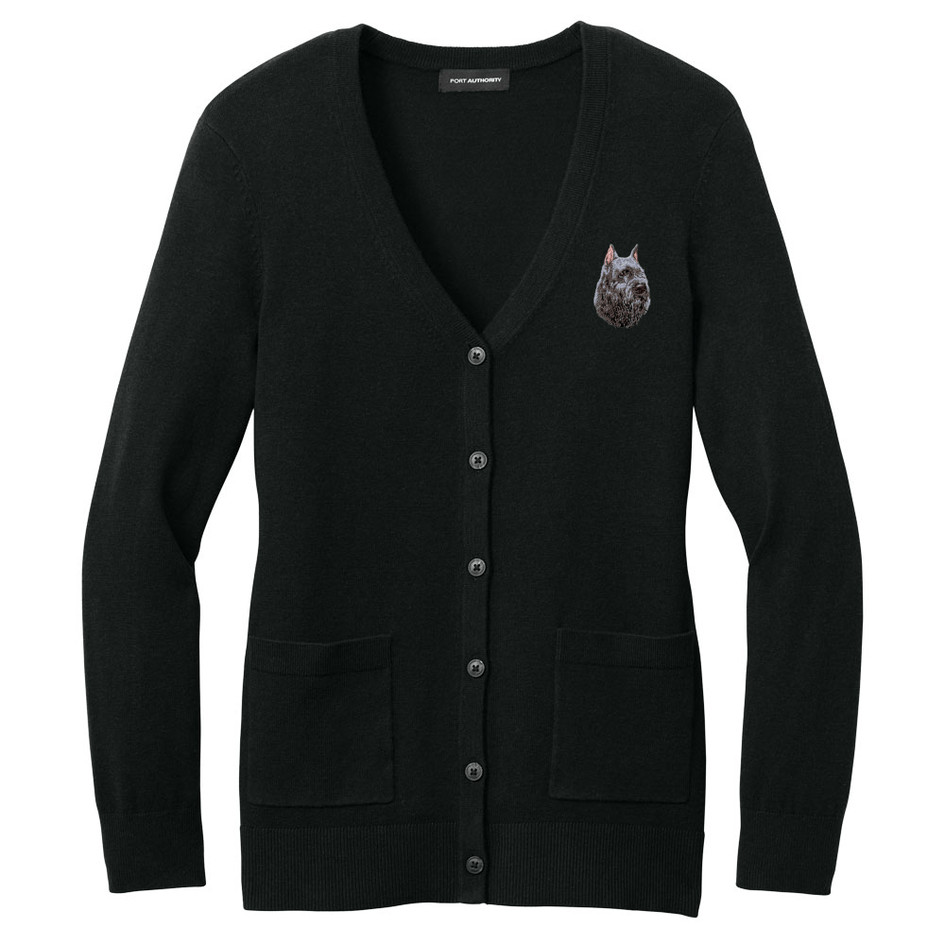 Bouvier des Flandres Embroidered Button-Up Cardigan Sweater