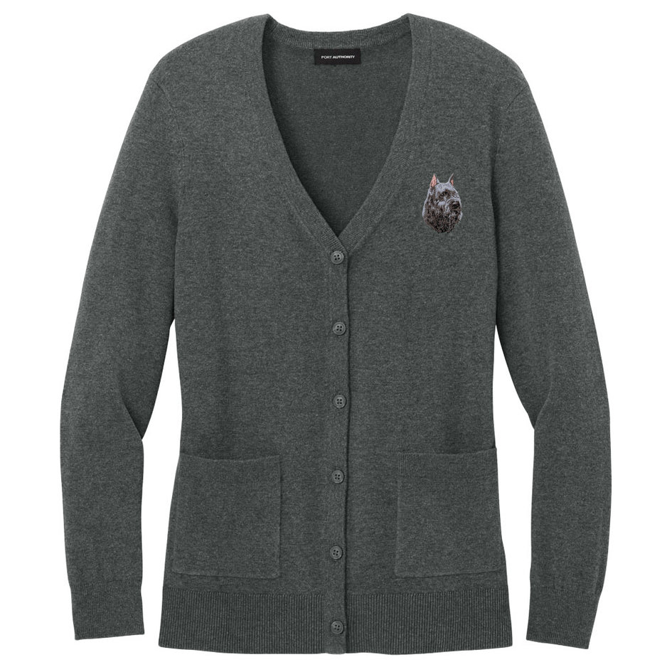 Bouvier des Flandres Embroidered Button-Up Cardigan Sweater