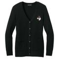 Bull Terrier Embroidered Button-Up Cardigan Sweater