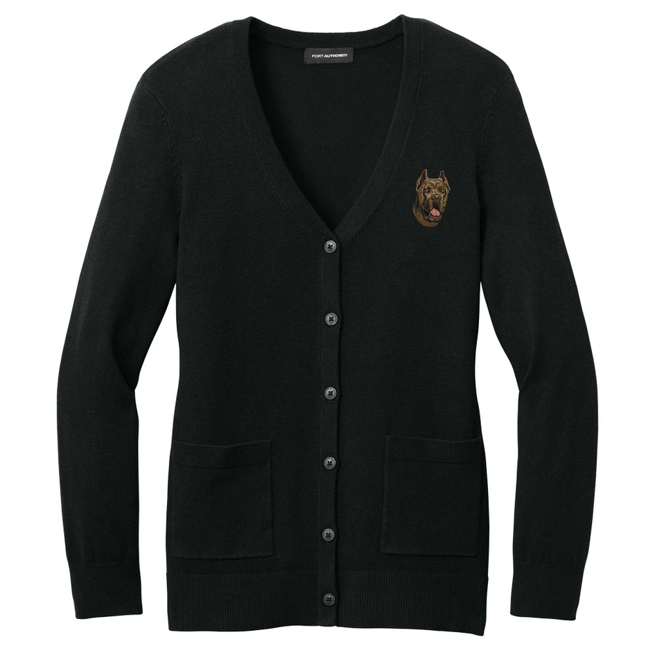 Cane Corso Embroidered Button-Up Cardigan Sweater