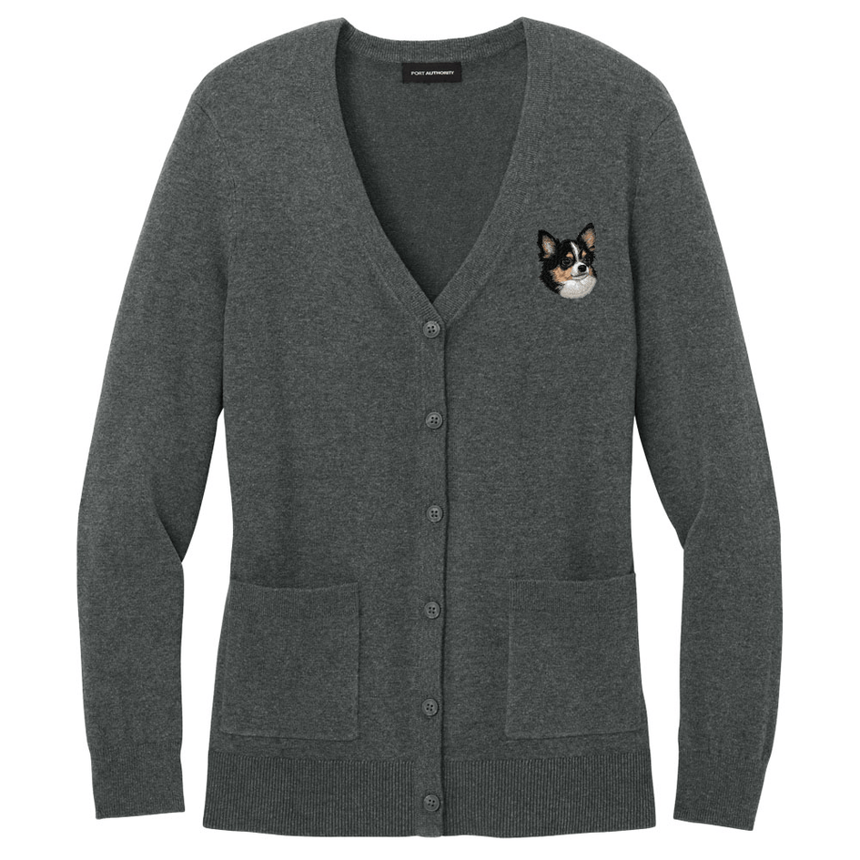 Chihuahua Embroidered Button-Up Cardigan Sweater