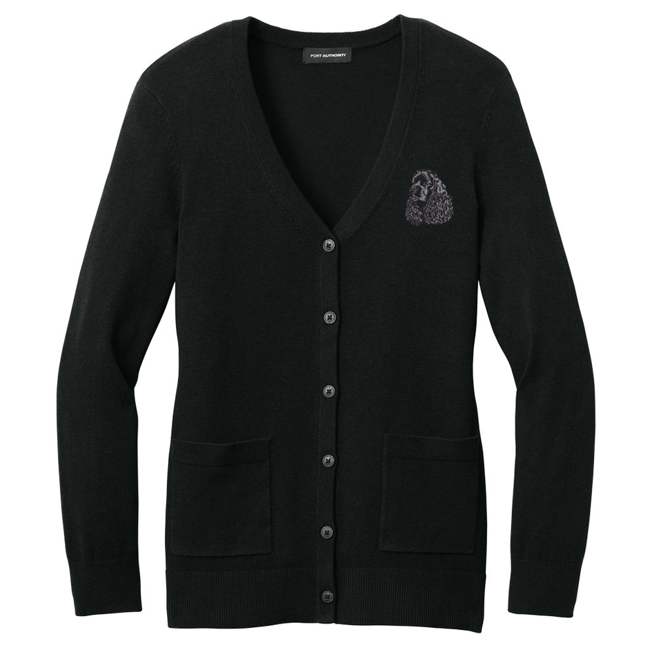 Cocker Spaniel Embroidered Button-Up Cardigan Sweater
