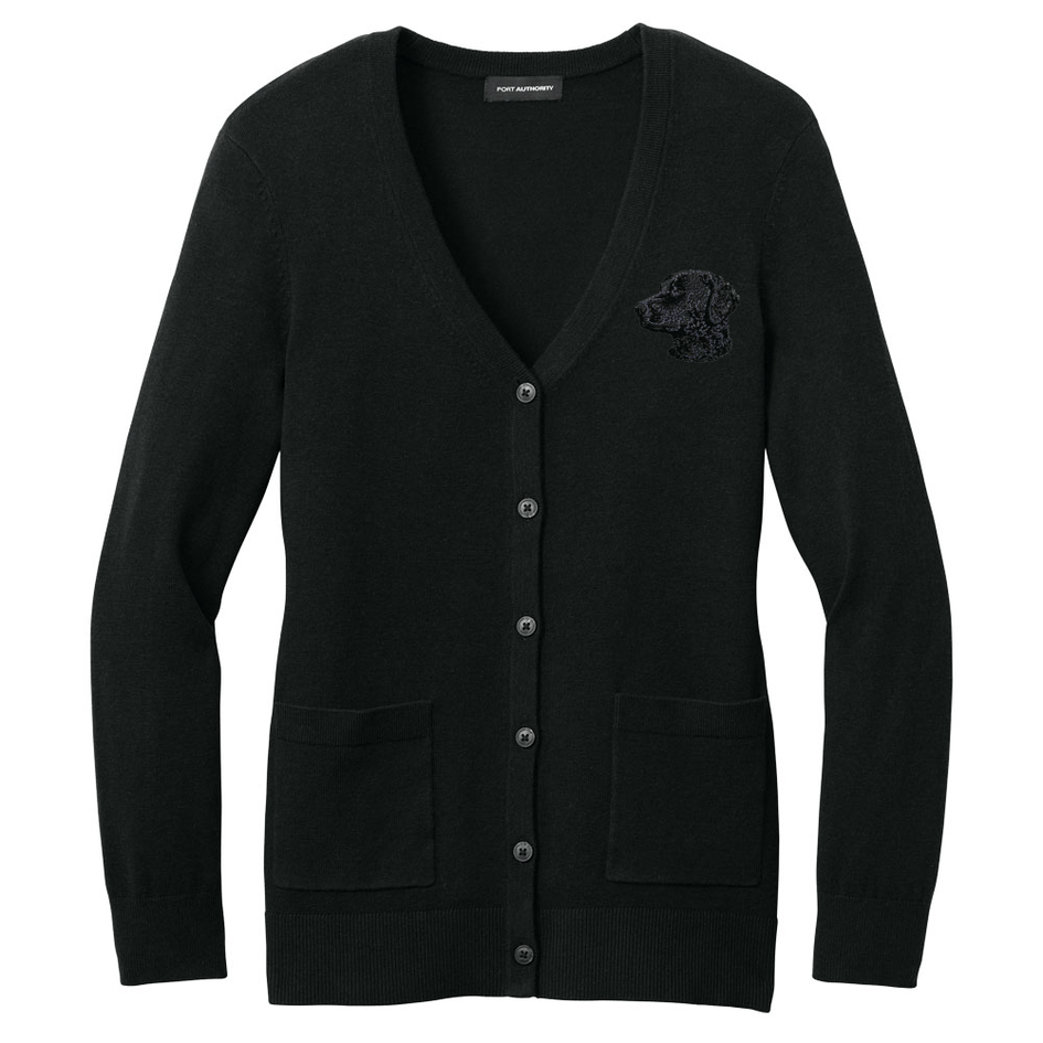 Curly-Coated Retriever Embroidered Button-Up Cardigan Sweater