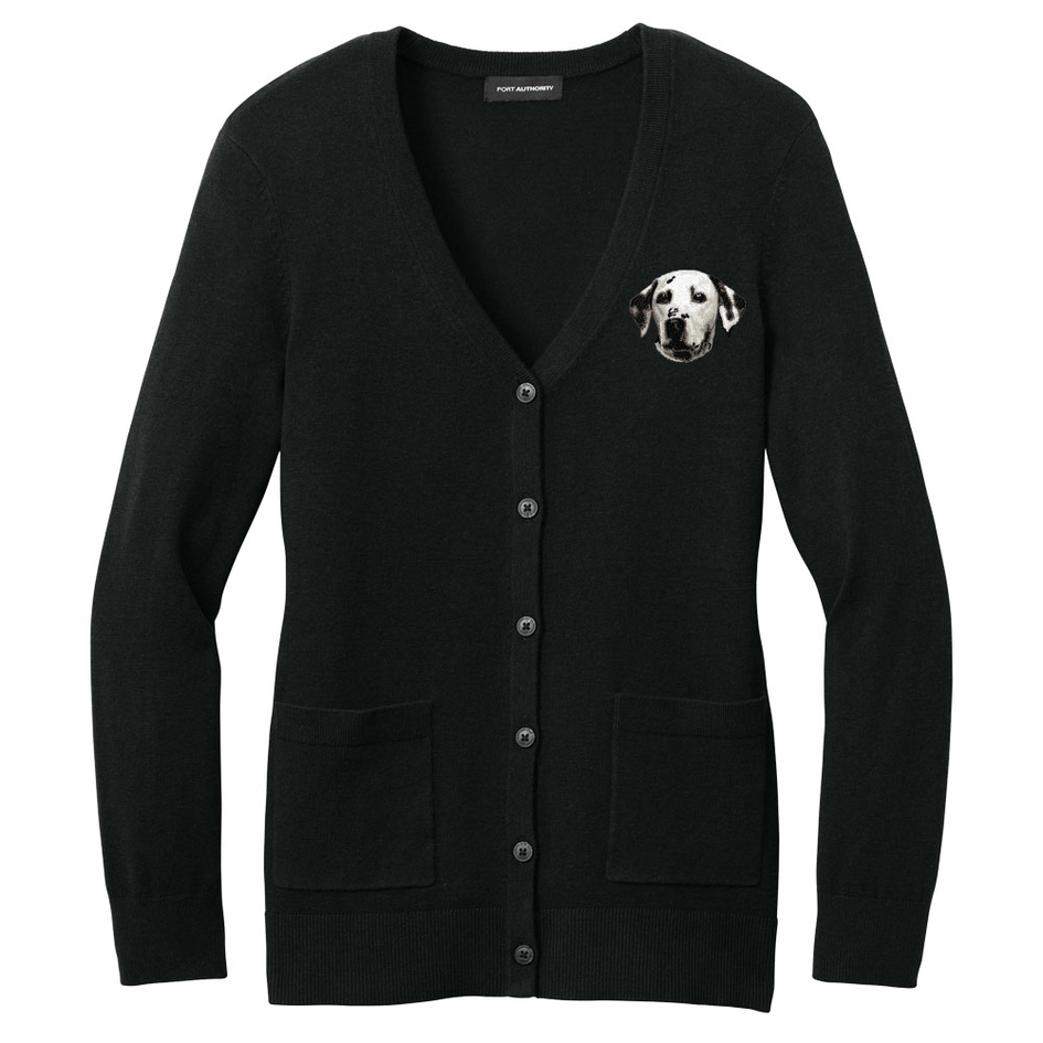 Dalmatian Embroidered Button-Up Cardigan Sweater