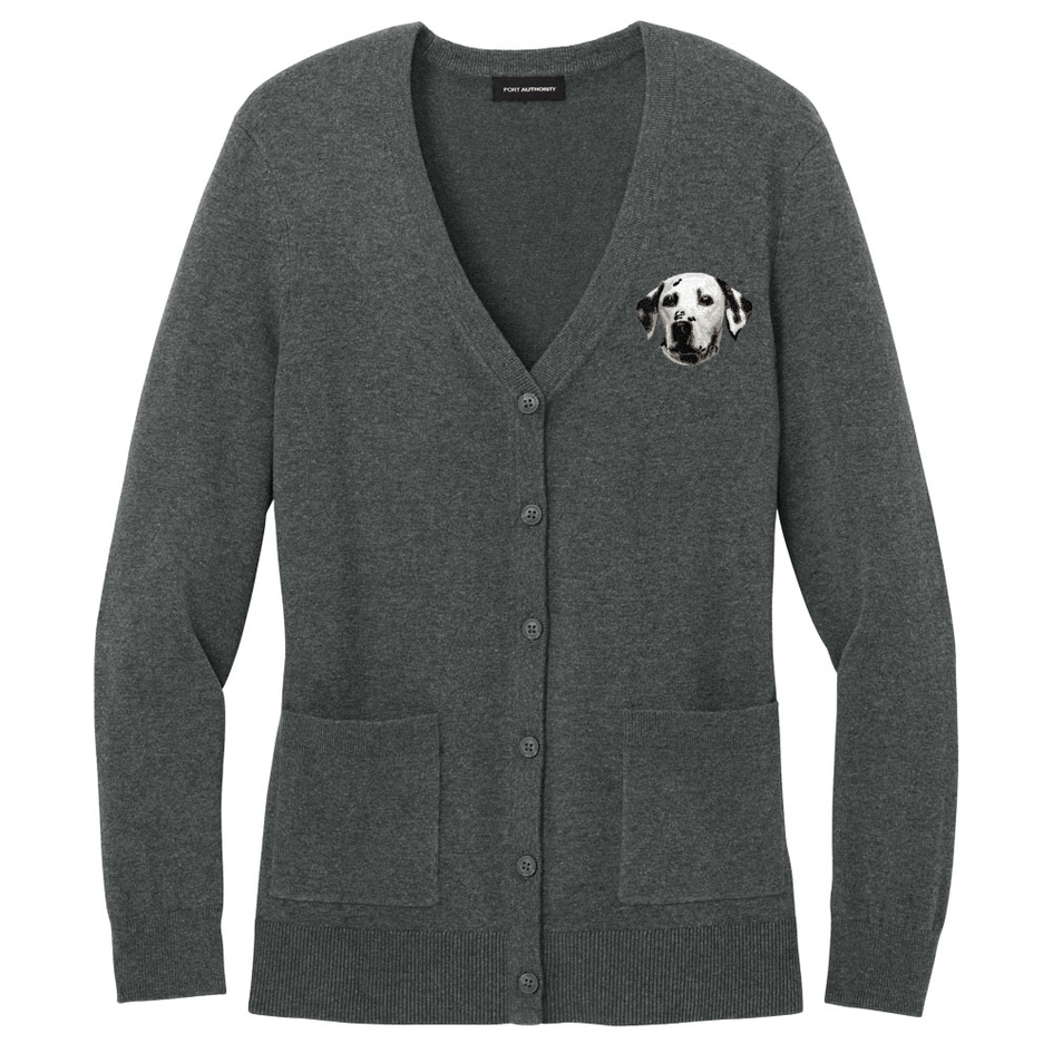 Dalmatian Embroidered Button-Up Cardigan Sweater