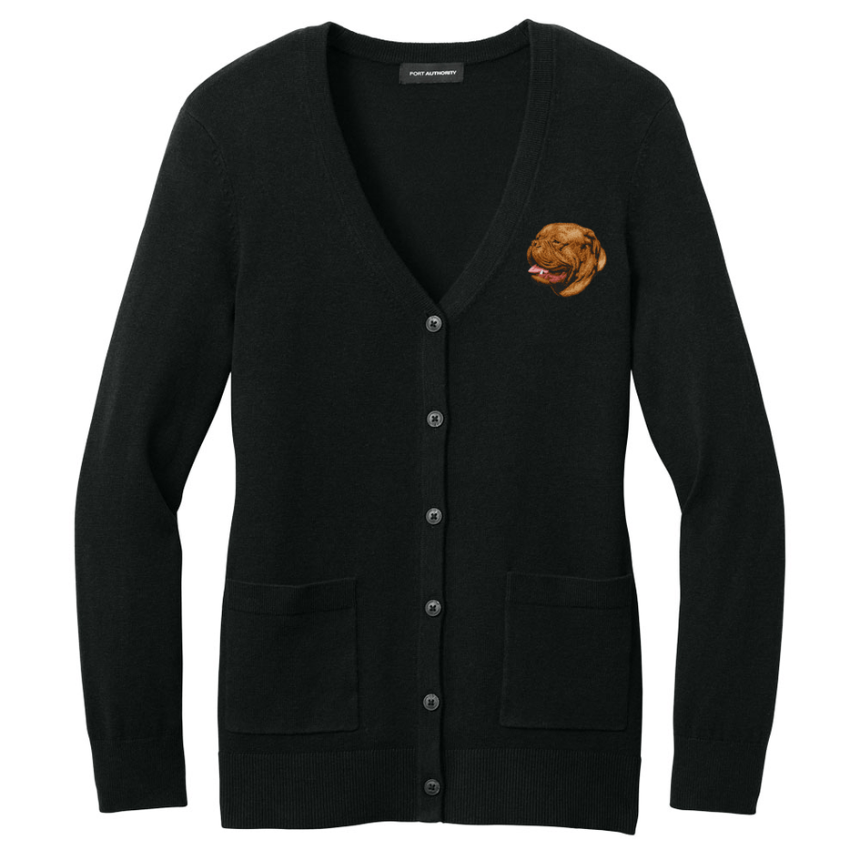 Dogue de Bordeaux Embroidered Button-Up Cardigan Sweater