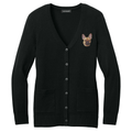 French Bulldog Embroidered Button-Up Cardigan Sweater