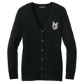 French Bulldog Embroidered Button-Up Cardigan Sweater