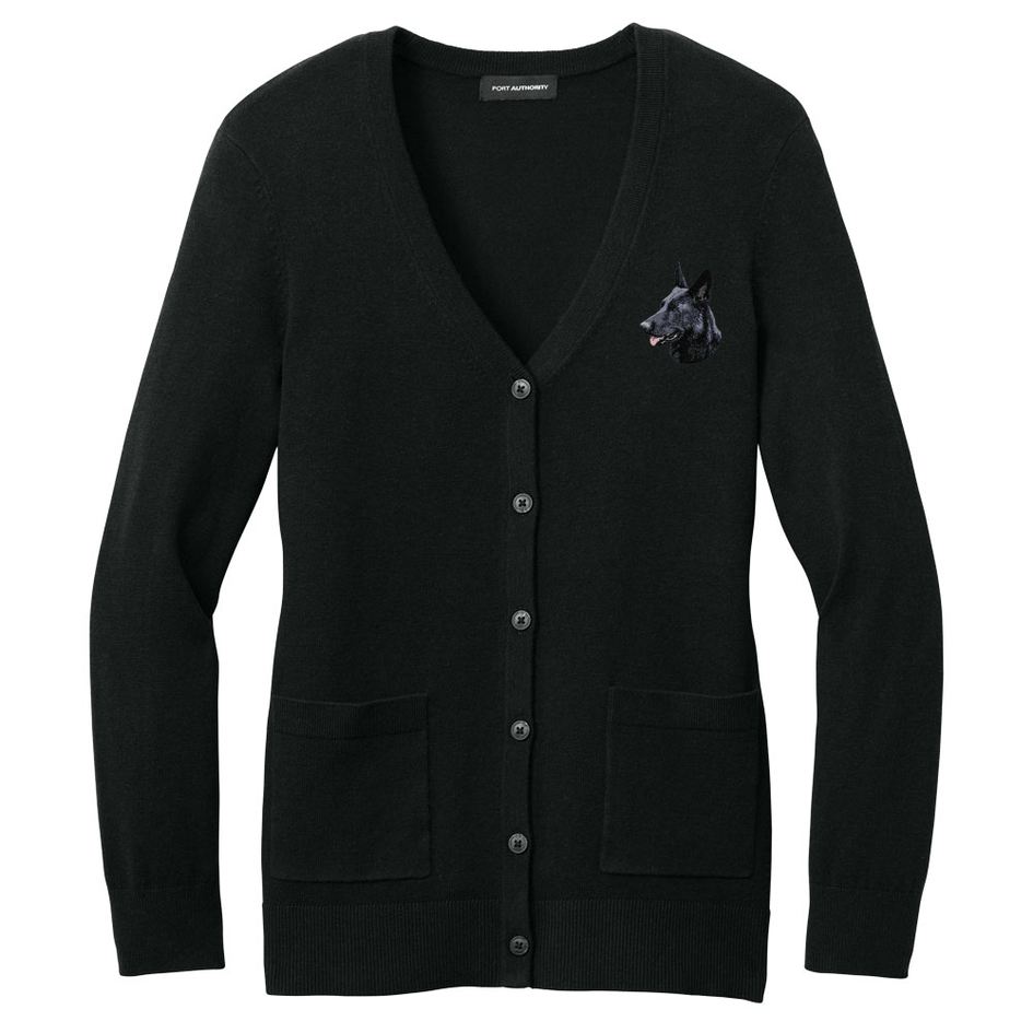German Shepherd Dog Embroidered Button-Up Cardigan Sweater