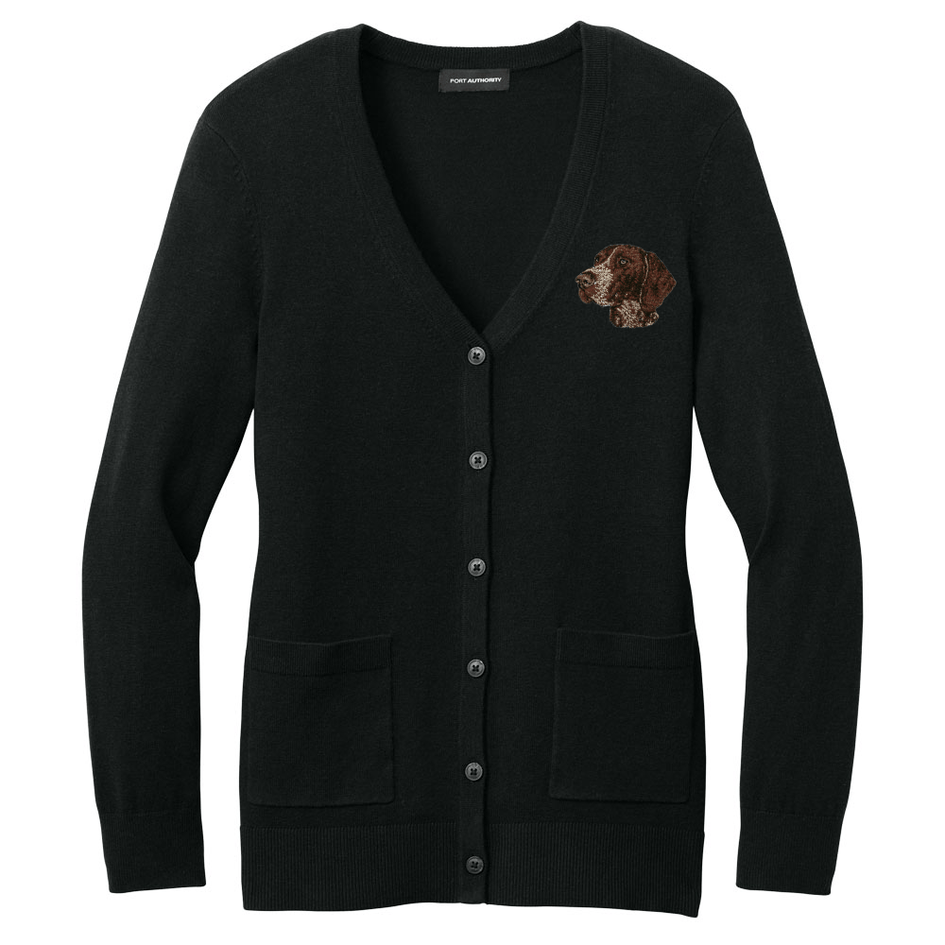 German Shorthaired Pointer Embroidered Button-Up Cardigan Sweater