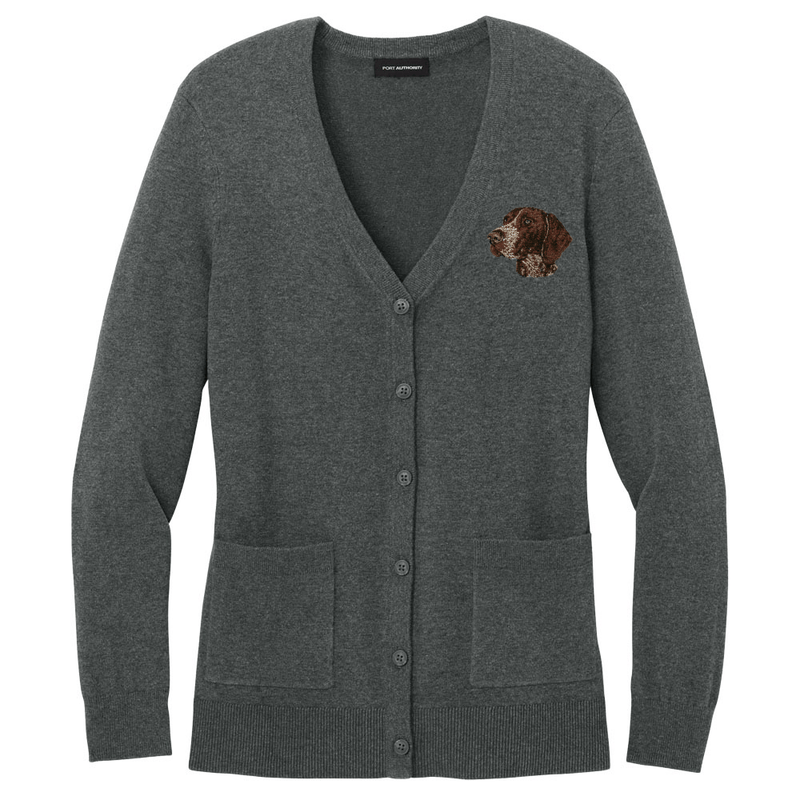 German Shorthaired Pointer Embroidered Button-Up Cardigan Sweater