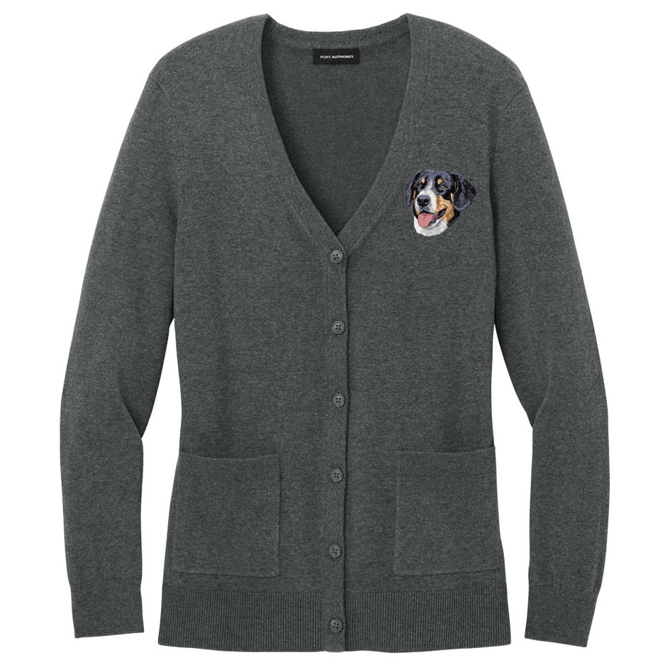 Greater Swiss Mountain Dog Embroidered Button-Up Cardigan Sweater