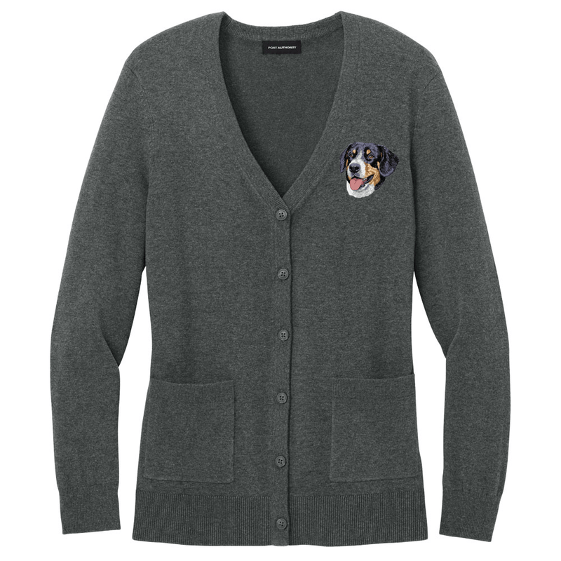 Greater Swiss Mountain Dog Embroidered Button-Up Cardigan Sweater
