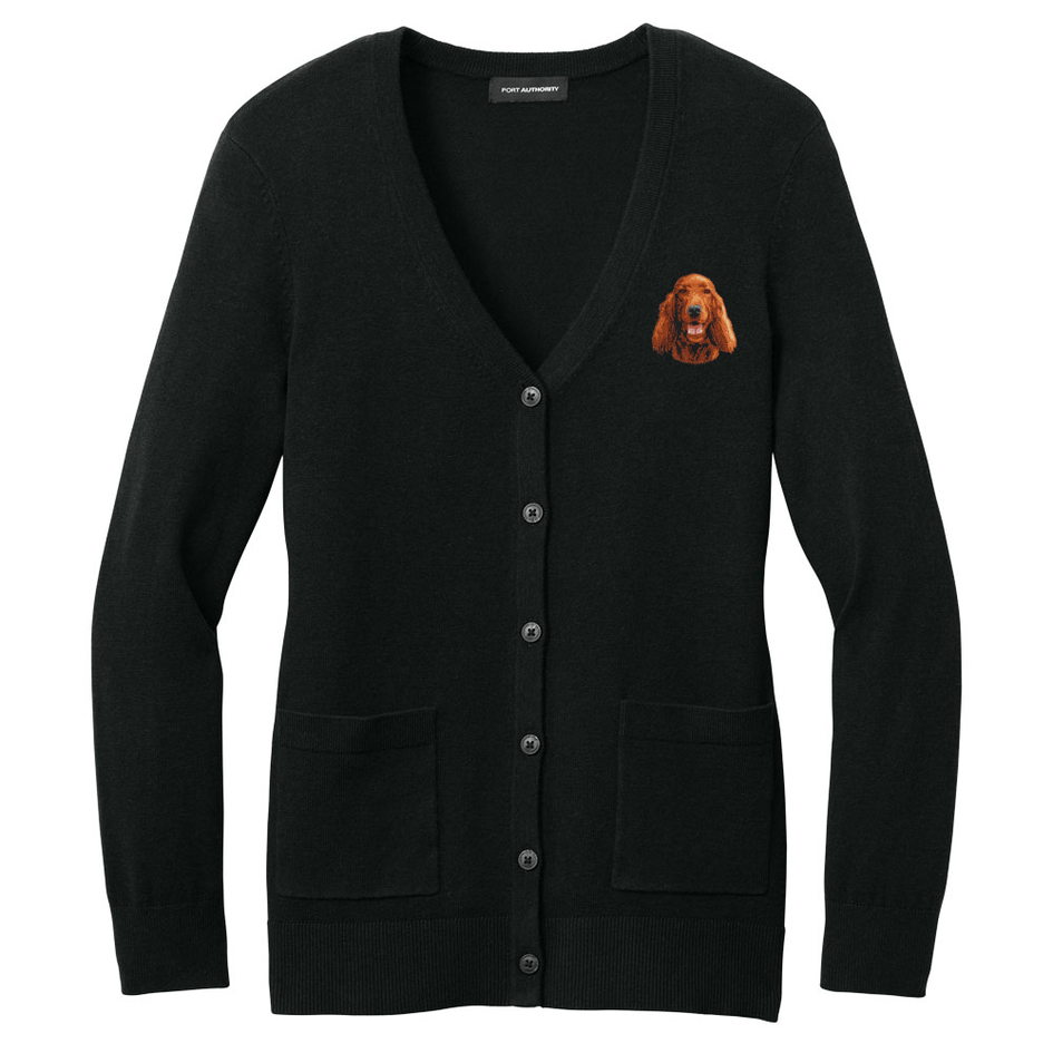 Irish Setter Embroidered Button-Up Cardigan Sweater