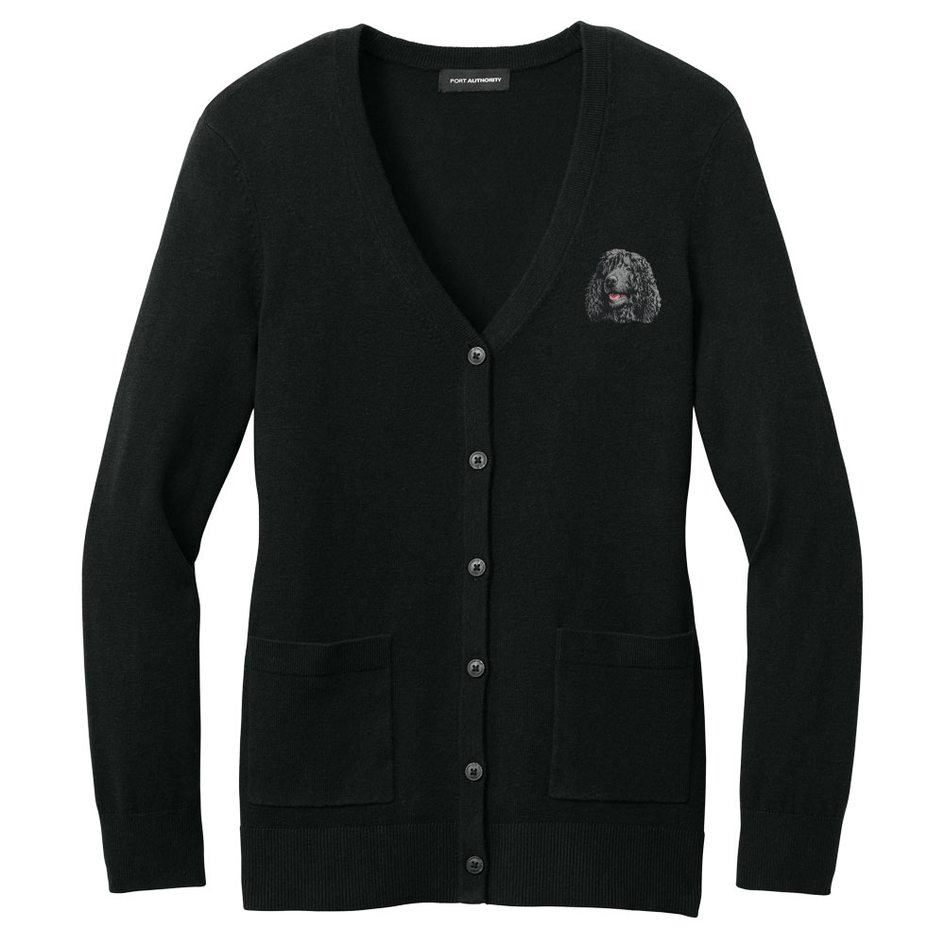 Irish Water Spaniel Embroidered Button-Up Cardigan Sweater