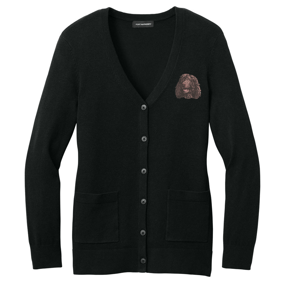 Irish Water Spaniel Embroidered Button-Up Cardigan Sweater