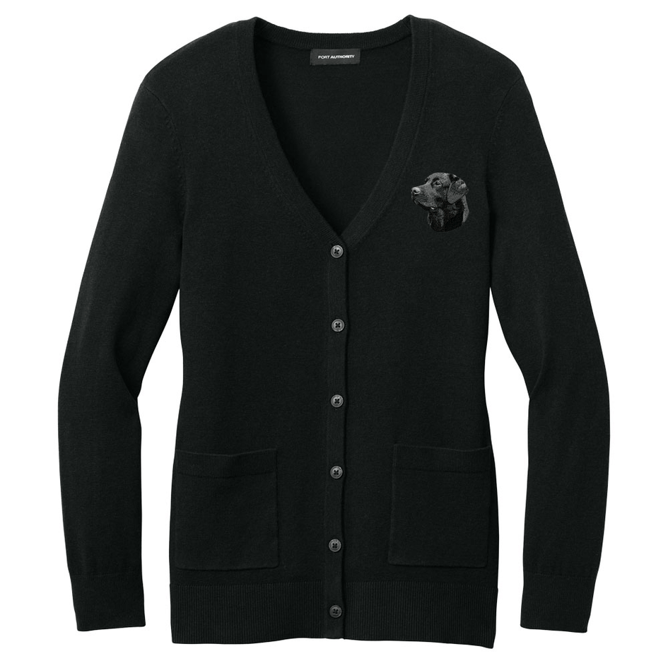Labrador Retriever Embroidered Button-Up Cardigan Sweater
