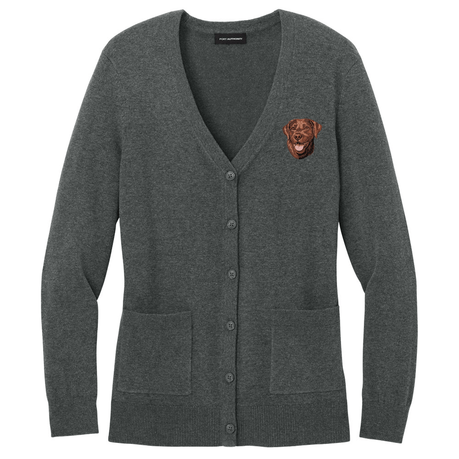 Labrador Retriever Embroidered Button-Up Cardigan Sweater