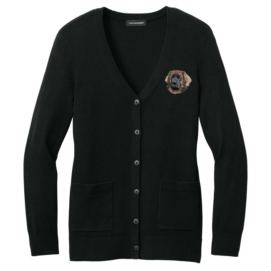 Leonberger Embroidered Button-Up Cardigan Sweater
