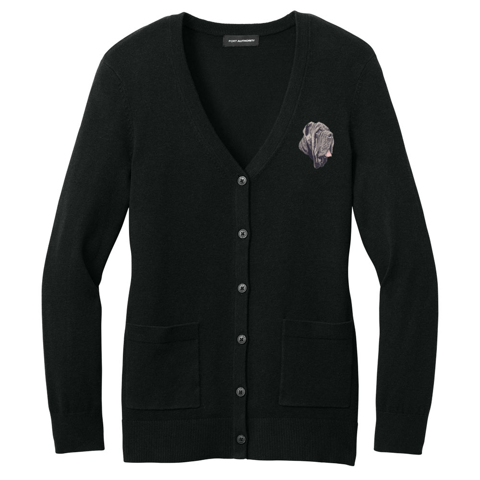 Neapolitan Mastiff Embroidered Button-Up Cardigan Sweater