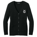 Norwegian Elkhound Embroidered Button-Up Cardigan Sweater