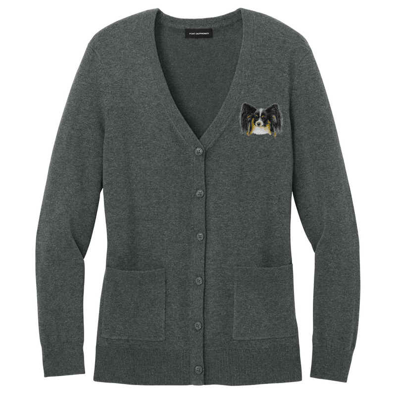 Papillon Embroidered Button-Up Cardigan Sweater