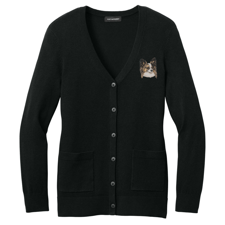 Papillon Embroidered Button-Up Cardigan Sweater