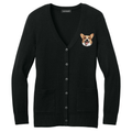 Pembroke Welsh Corgi Embroidered Button-Up Cardigan Sweater