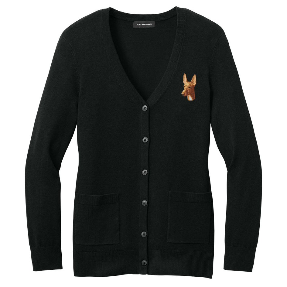 Pharaoh Hound Embroidered Button-Up Cardigan Sweater