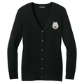 Samoyed Embroidered Button-Up Cardigan Sweater