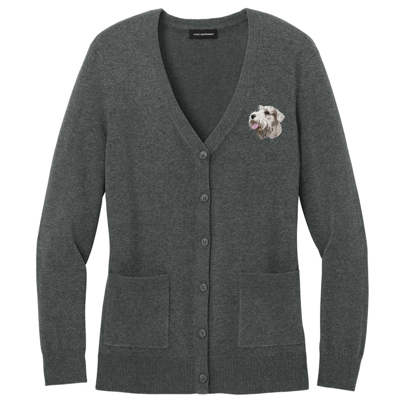 Sealyham Terrier Embroidered Button-Up Cardigan Sweater