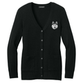 Siberian Husky Embroidered Button-Up Cardigan Sweater