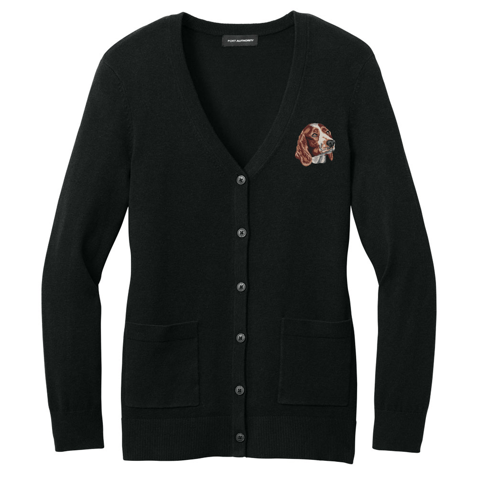 Welsh Springer Spaniel Embroidered Button-Up Cardigan Sweater
