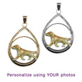 Custom Enamel Labrador in Sterling Silver Teardrop Pendant