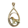 Custom Enamel Labrador in 14K Gold Teardrop Pendant