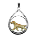 Custom Enamel Labrador in Sterling Silver Teardrop Pendant
