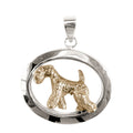Lakeland Terrier in 14K Gold with Sterling Silver Classic Oval Pendant