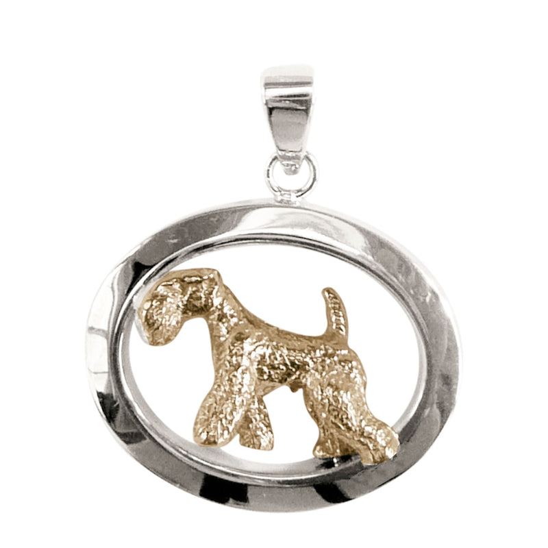 Lakeland Terrier in 14K Gold with Sterling Silver Classic Oval Pendant