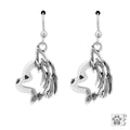 Chihuahua  Long Haired Sterling Silver Earrings, Head
