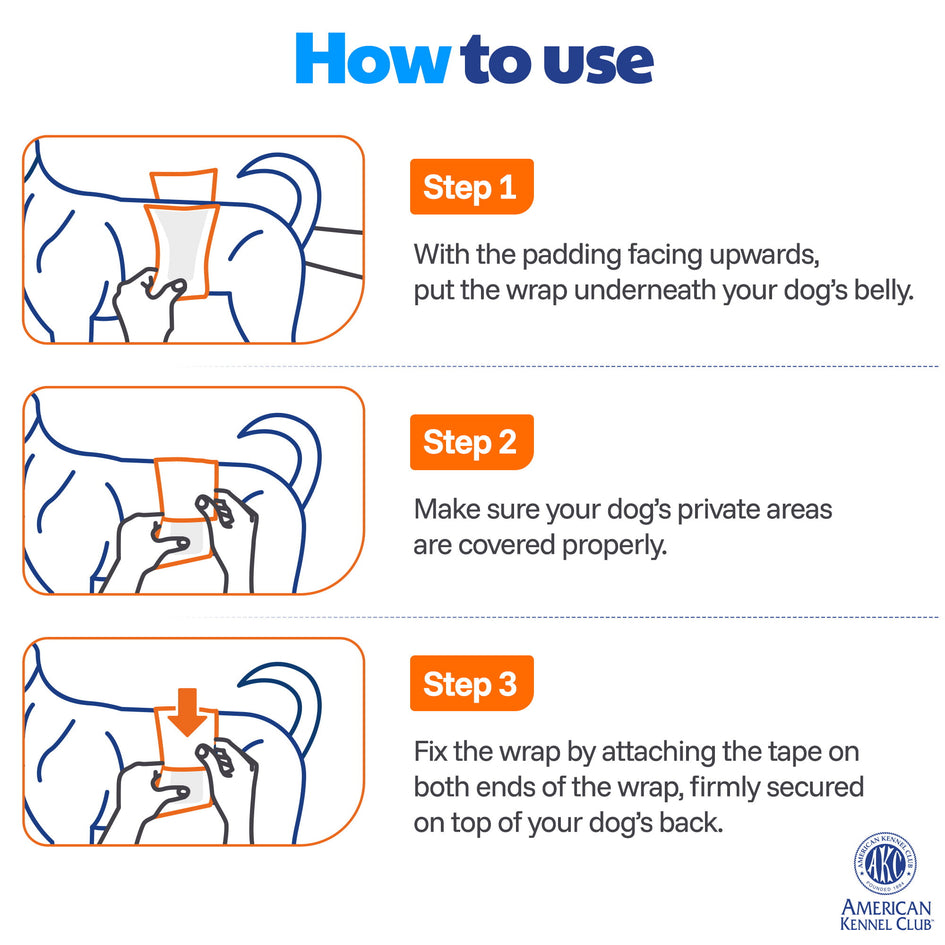 American Kennel Club Male Dog Wrap, Disposable Diapers with Wetness Indicator, Large, 50 Count
