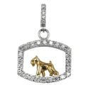 Miniature Schnauzer 14K Gold in Exquisite Tiny Genuine Diamond Frame Pendant
