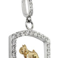 Miniature Schnauzer 14K Gold in Exquisite Tiny Genuine Diamond Frame Pendant