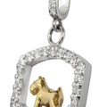 Miniature Schnauzer 14K Gold in Exquisite Tiny Genuine Diamond Frame Pendant