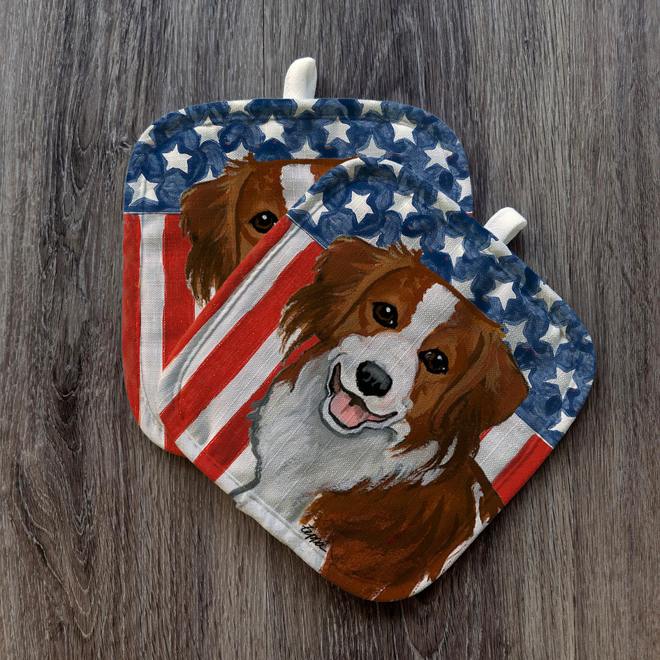 Nederlandse Kooikerhondje Americana Pot Holder Set
