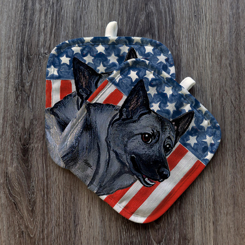 Norwegian Elkhound  Americana Pot Holder Set