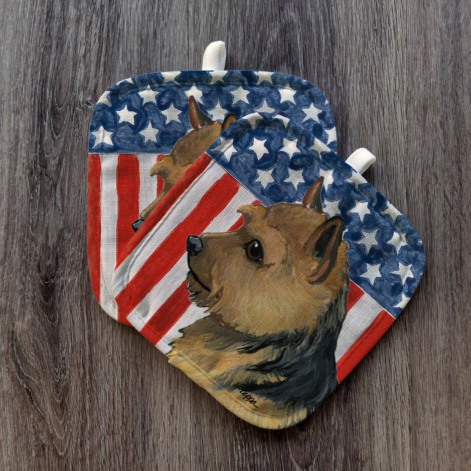 Norwich Terrier  Americana Pot Holder Set